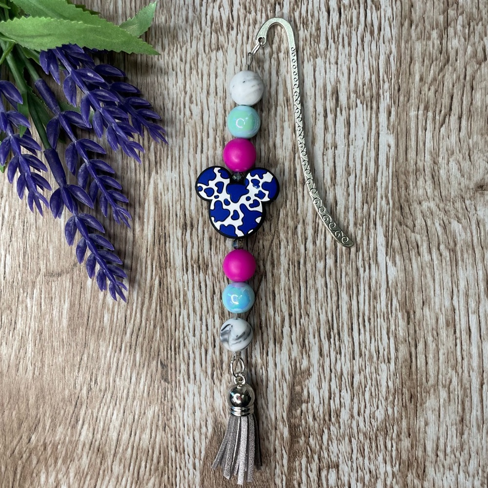 Bookmark Cow Mickey Handcrafted Artisan Beaded Metal Journal Gift Read Book
